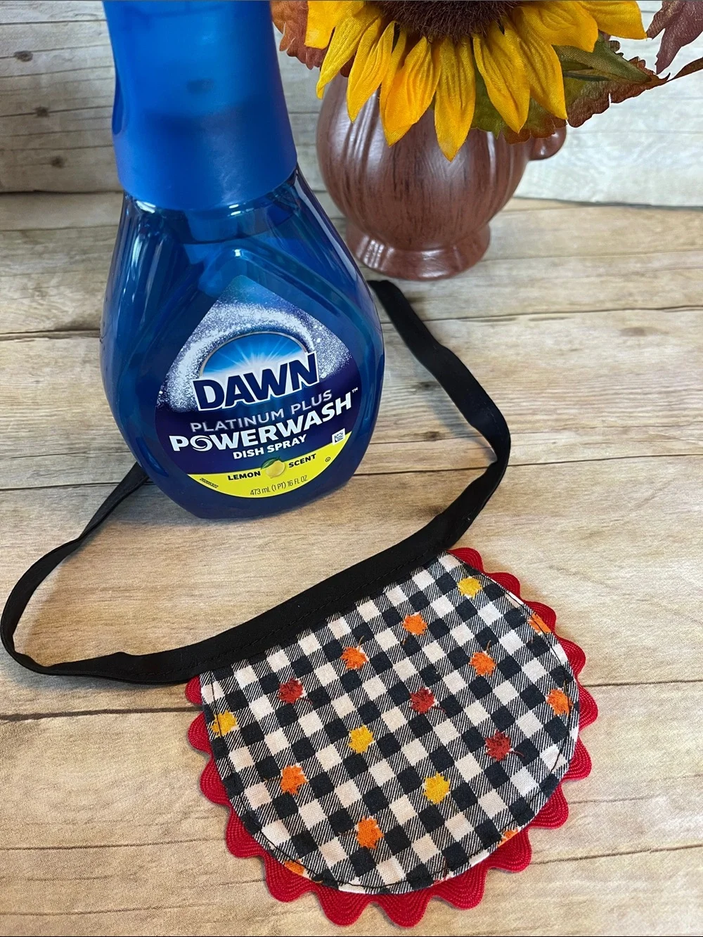 Reversible Apron Dish Soap Bottle - Dawn Powerwash - Chickens Front/Fall Back